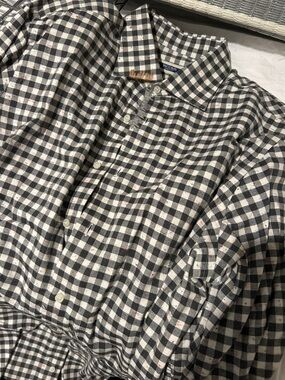 Men's Black & White Gingham Button-Down Shirt by KACCIAN